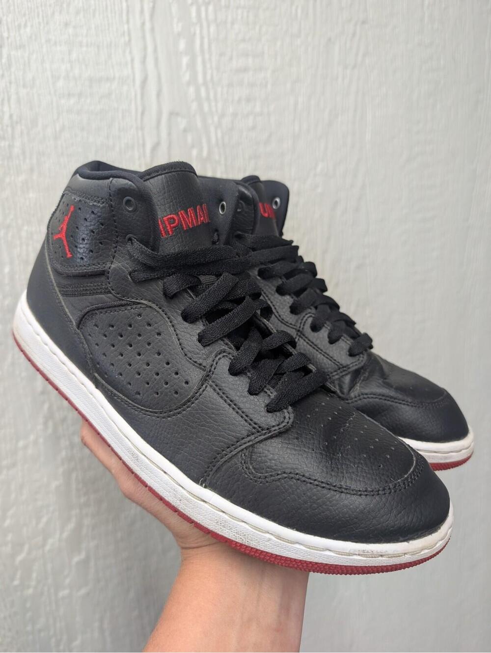 Nike Jordan Access Bred Leather Mid Top Sneakers Men's Size 9.5 AR3762-001